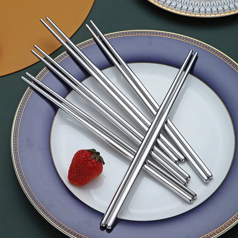 304 Stainless Steel Non-Slip Metal Chopsticks – Eco-Friendly Asian Dining Set for Sushi, Noodles & Asian Food - Product Photo 6