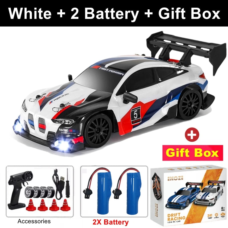 1:24 Scale 4WD RC Drift Car GTRPRO / AE86PRO Model – 2.4G High-Speed Remote Control 4x4 Drift Racing Vehicle Toy with Rechargeable Lithium Battery - BMGT White 2B Box