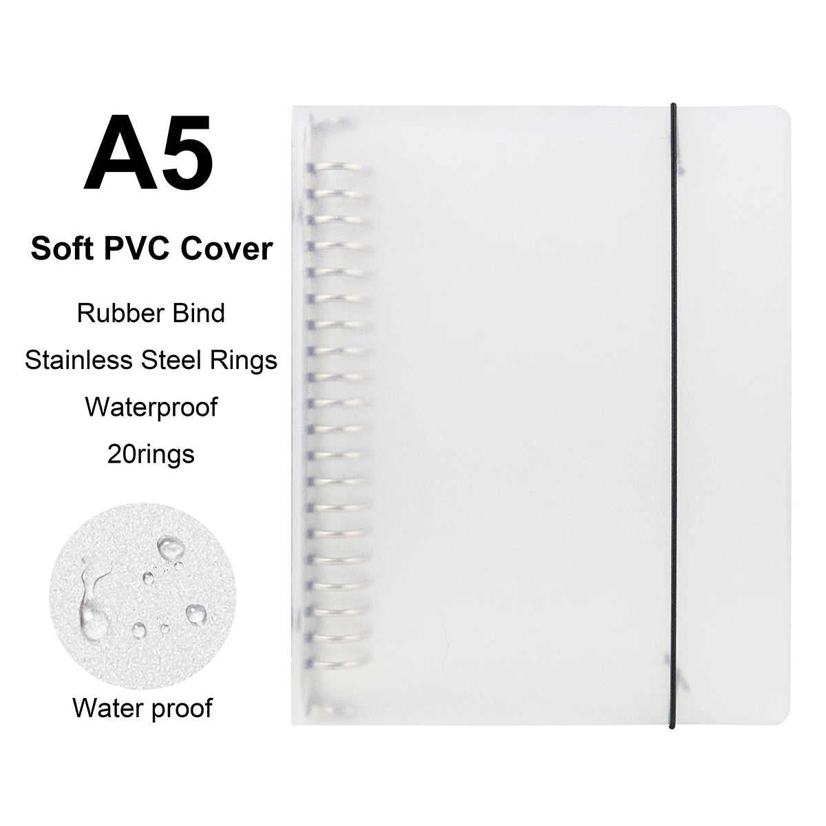 A4/B5/A5 Loose Leaf Refill Binder Notebook Blank/Line/Grid/Cornell Replacable Metal Ring Office&School Supplies Stationery - WhiteOnlyCover-A5