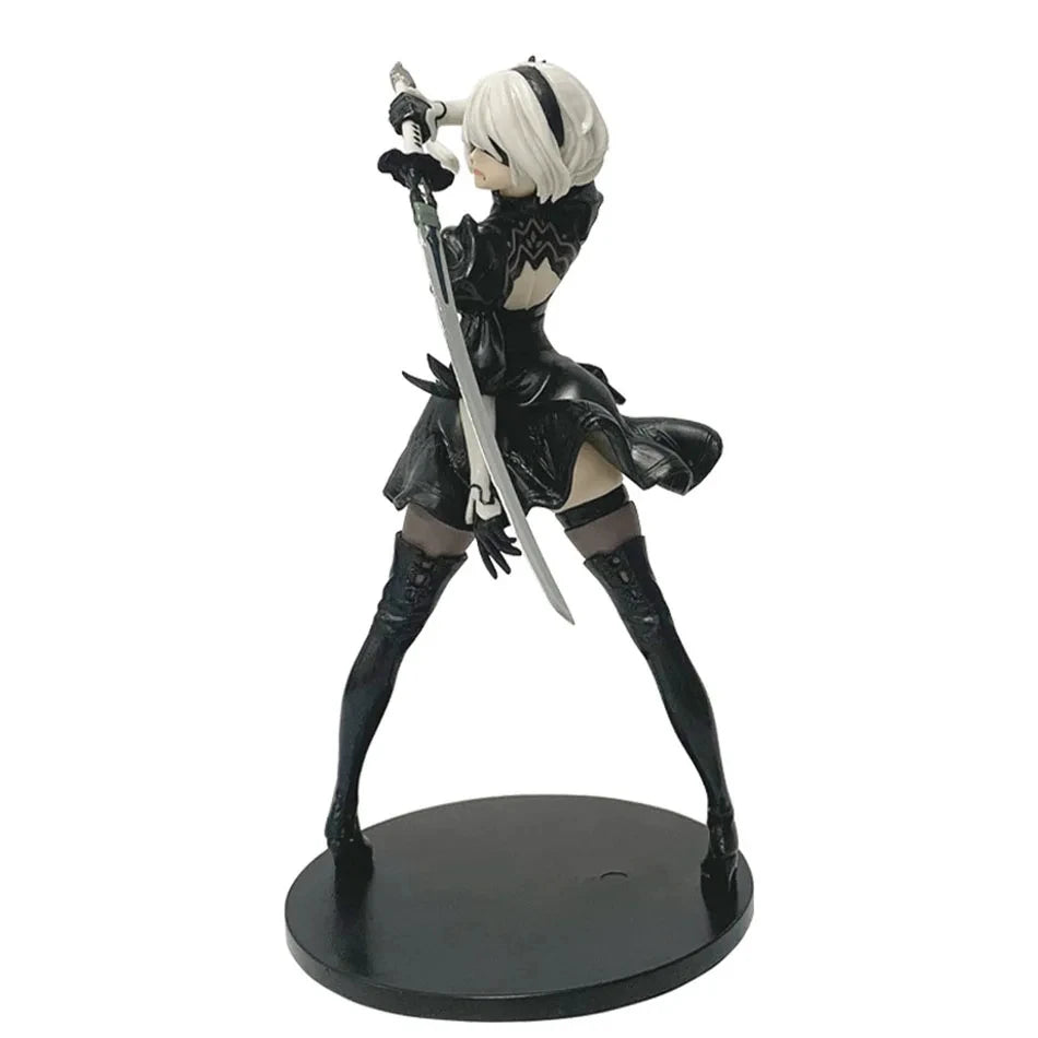 Bandai 18cm NieR: Automata YoRHa 2B Anime Action Figure – Black & White Series PVC Collectible Model Statue for Gaming Fans & Desk Display - Product Photo 3