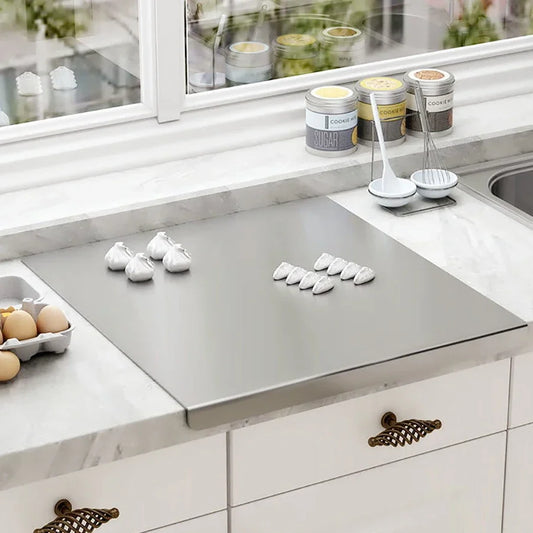Stainless Steel L-Shaped Countertop Cutting Board – Antibacterial Kneading & Chopping Board for Kitchen - Product Photo 1
