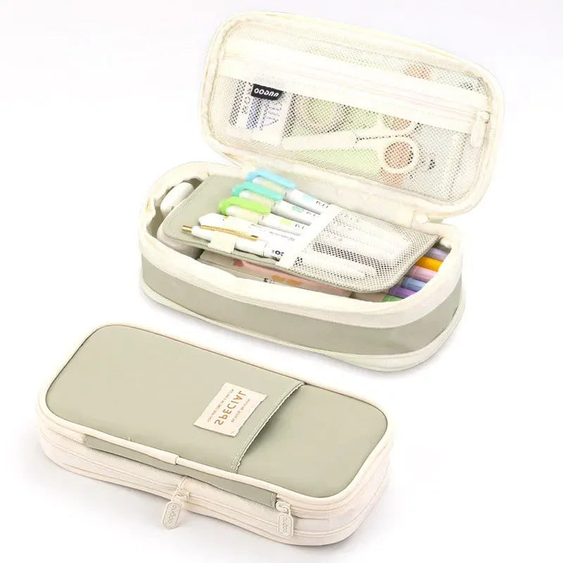 Purple Large Capacity Double Layer Pencil Case - 597 Green - China Mainland