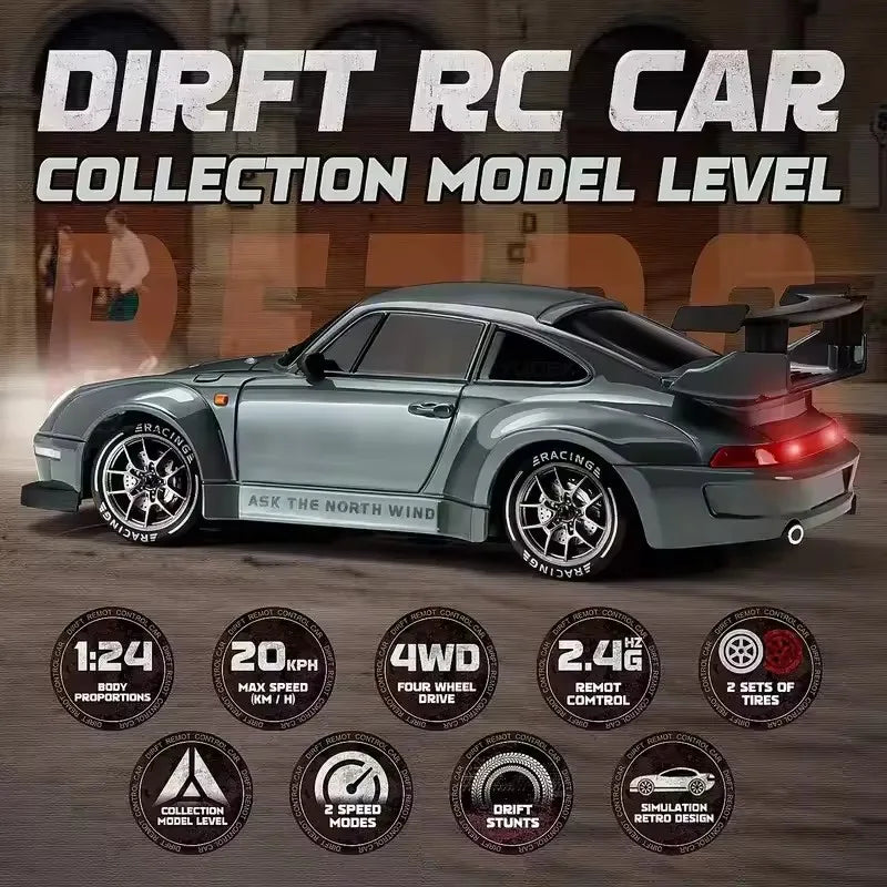 1:24 Scale 4WD RC Drift Car Model 933 – 20KM/H High Speed 2.4G 4x4 Remote Control Racer with Rechargeable Lithium Battery - Product Photo 2