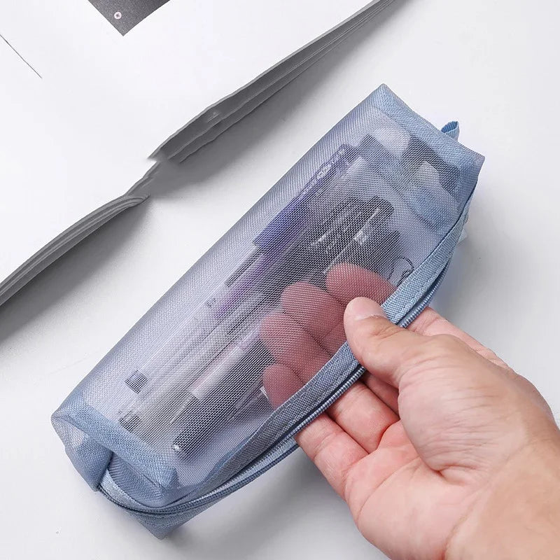Clear Mesh Pen Bag – Simple Aesthetic Student Pencil Pouch & Exam Organizer - Product Photo 4