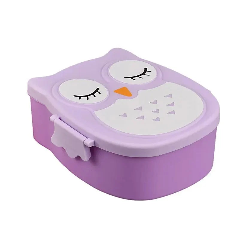 Portable Owl Kids Lunch Box with Lids – 2-Compartment Food Storage Box for School - 1pc PURPLE