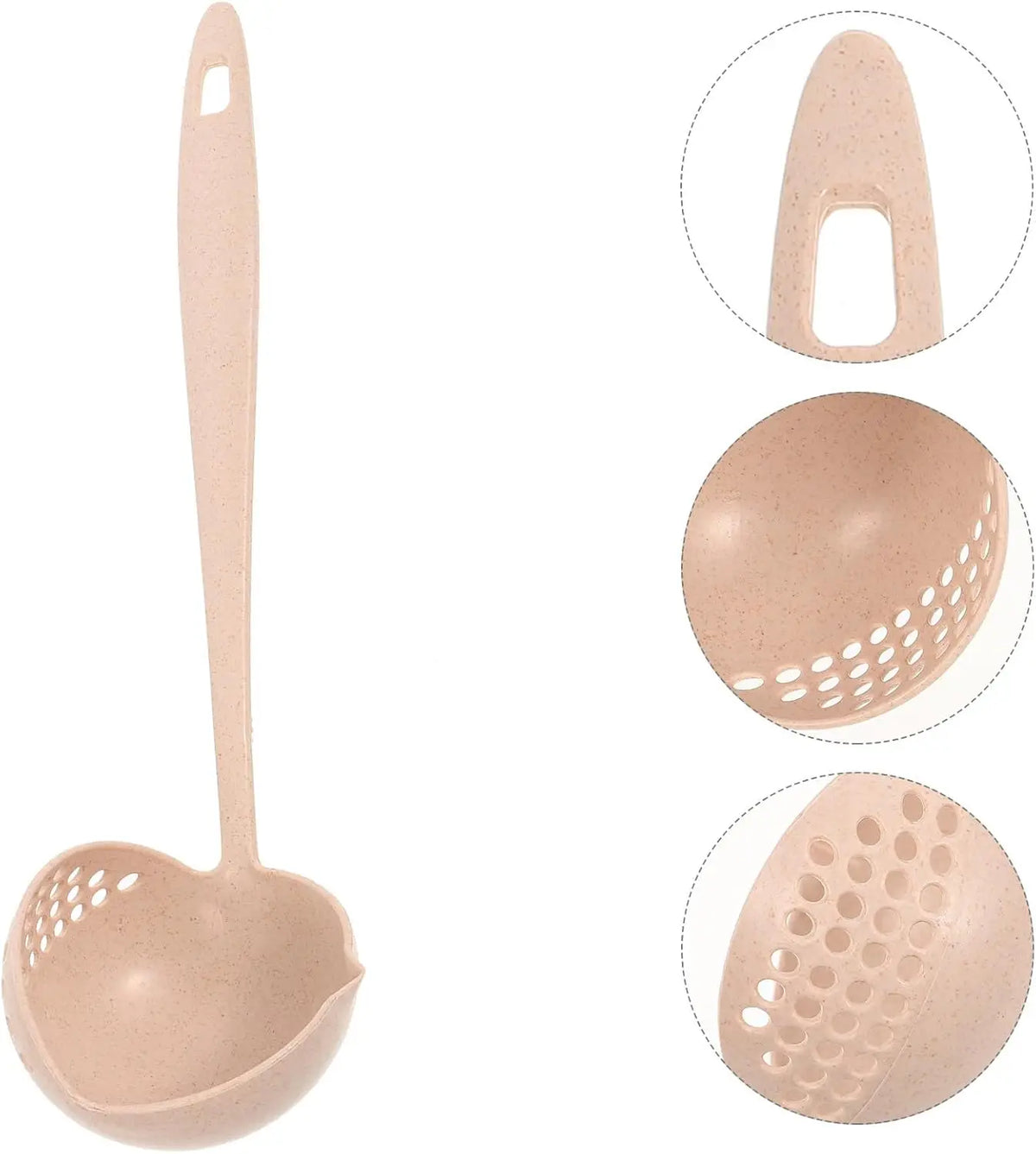 Eco-Friendly 2-in-1 Soup Spoon & Filter Strainer – Wheat Straw Long Handle Kitchen Ladle for Soup & Hotpot - Product Photo 2