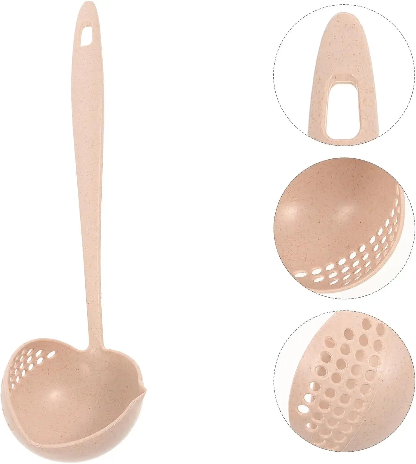 Eco-Friendly 2-in-1 Soup Spoon & Filter Strainer – Wheat Straw Long Handle Kitchen Ladle for Soup & Hotpot - Product Photo 2