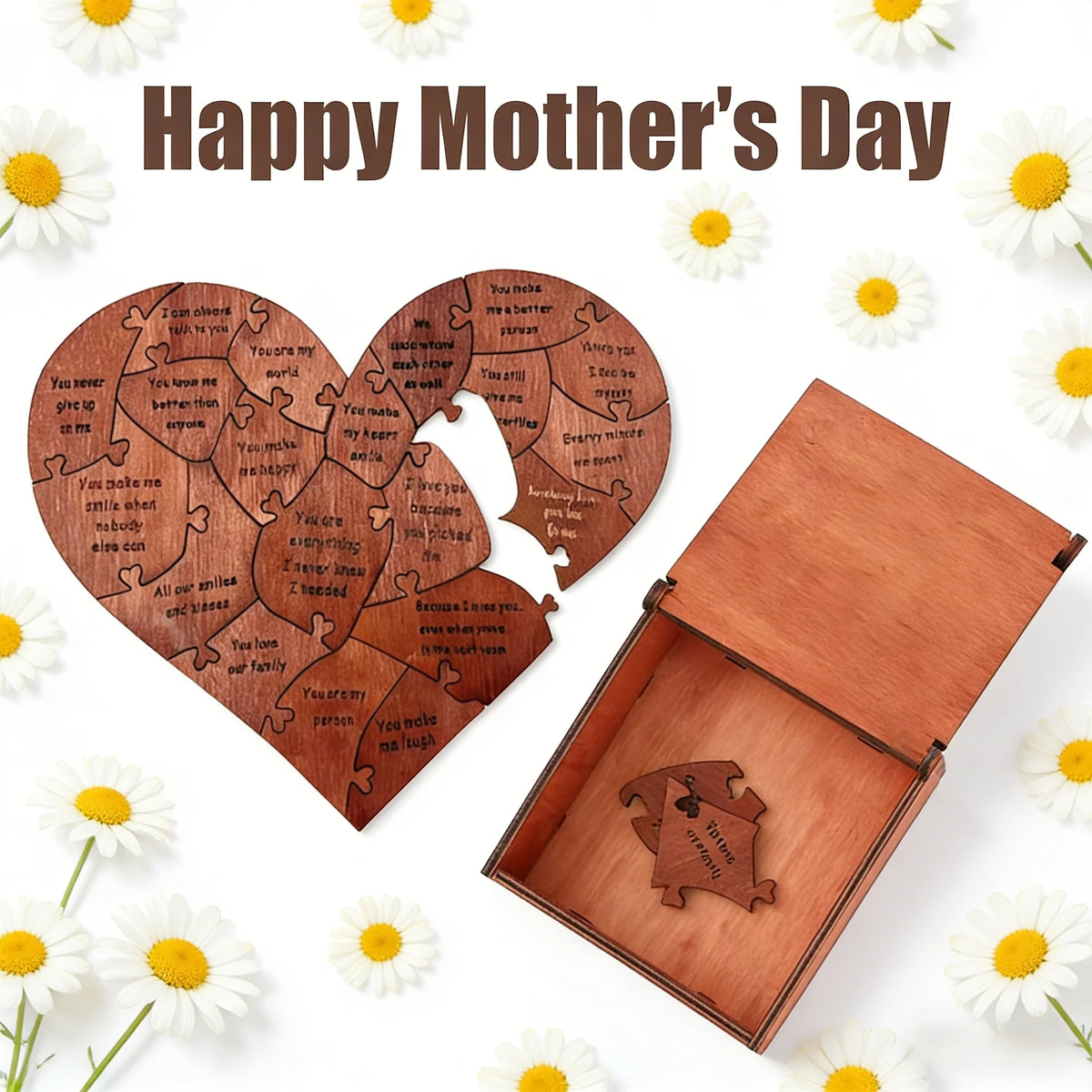 20 Reasons Why I Love You" Engraved Wooden Puzzle Set – Romantic Sentimental Gift for Valentine's Day, Mother's Day & Anniversaries - Product Photo 4