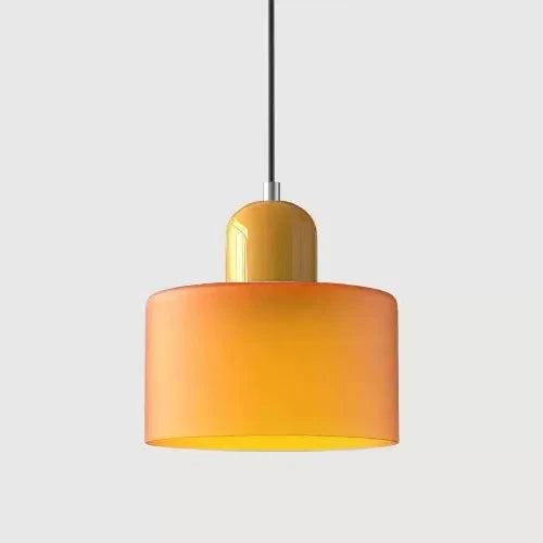 Vintage Stained Glass Chandelier Light Fixture – Modern Retro E27 Pendant Lamp in Pink, Orange, Green & White - Warm White - Matte Orange5