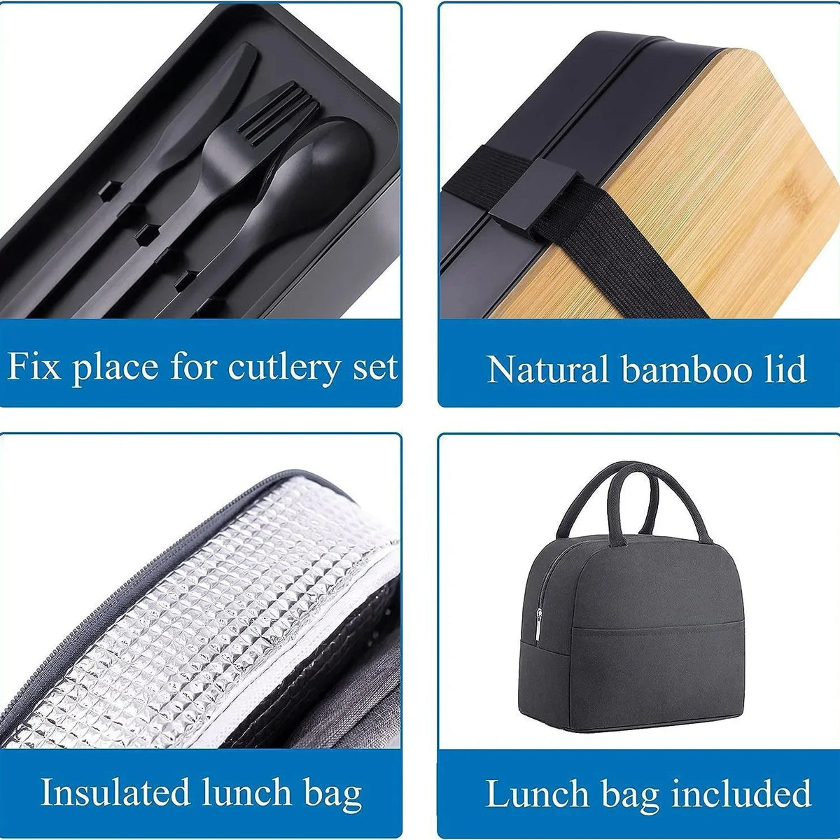 Leakproof 2-Layer Meal Prep Bento Box – 40oz Food Container with Utensils & Strap - Product Photo 3