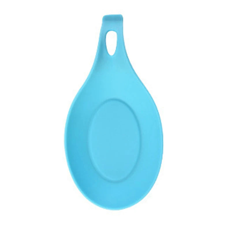 Silicone Spatula Holder Placemat – Heat-Resistant Kitchen Utensil Rest Tray & Countertop Protector - Blue