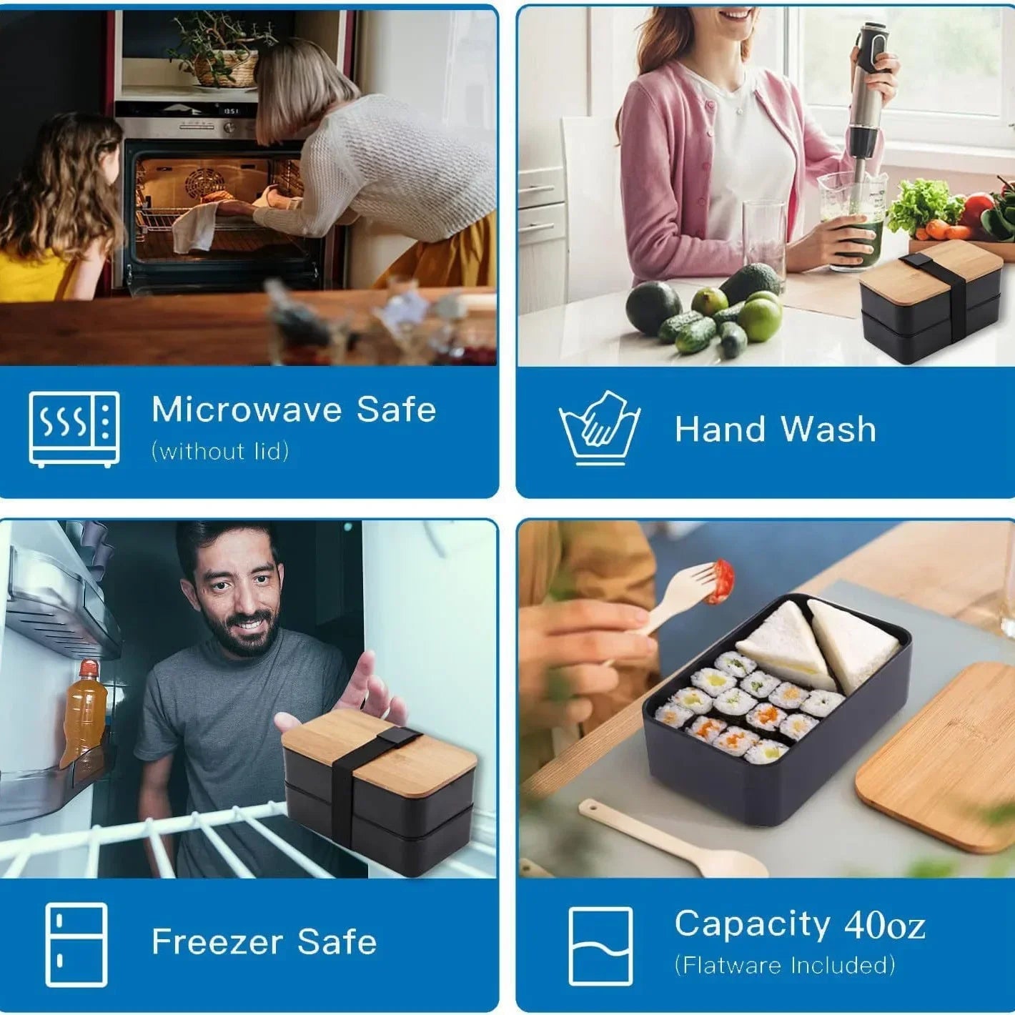 Leakproof 2-Layer Meal Prep Bento Box – 40oz Food Container with Utensils & Strap - Product Photo 4
