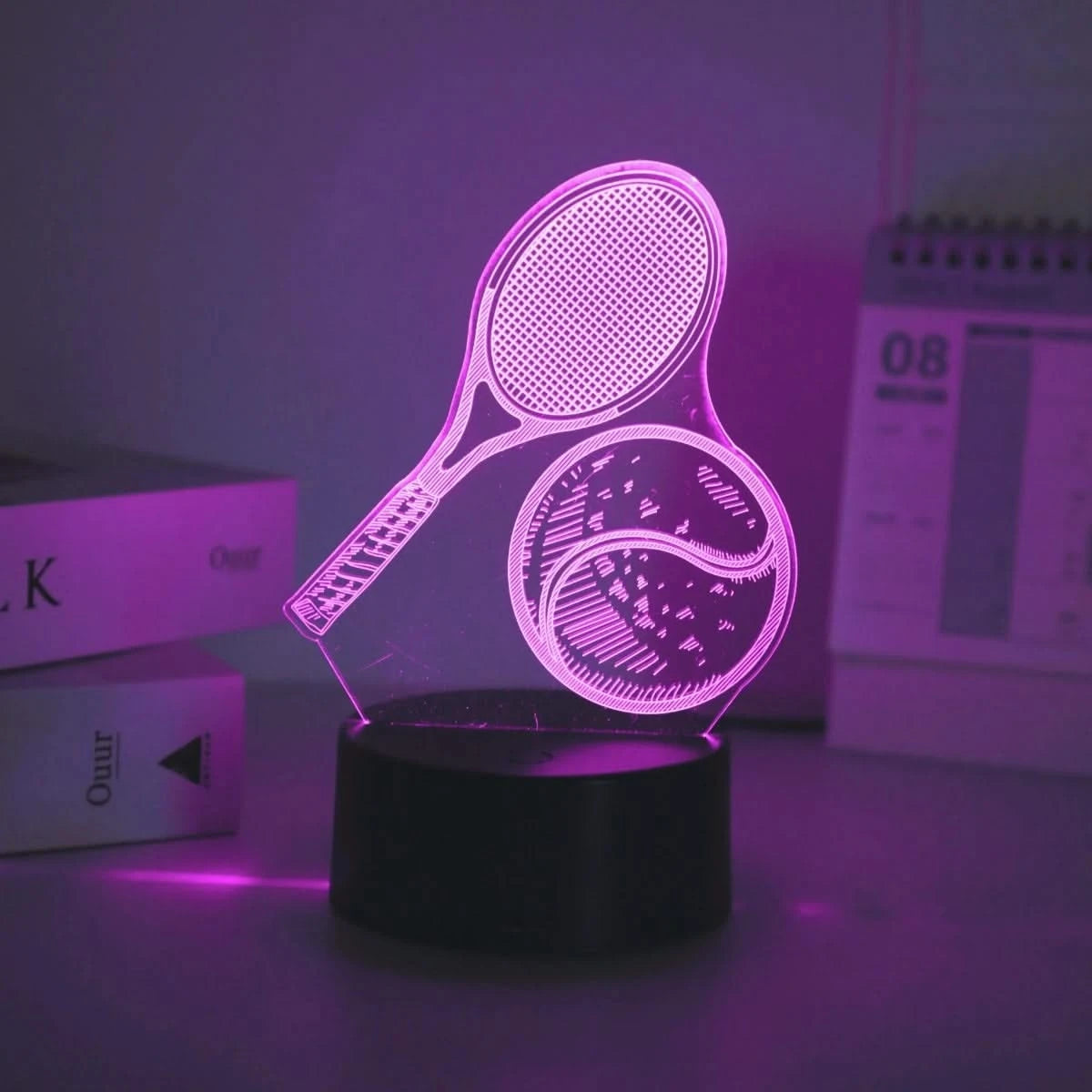 Novelty Tennis 3D Night Light, Sports Enthusiast Gift for Bedroom Decor