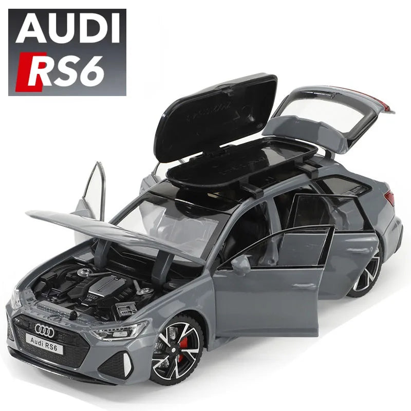 RMZ City 1:32 Audi RS6 Avant Alloy Diecast Car Model – Interactive Sound, LED Headlights & Opening Doors Toy for Kids & Collectors - Product Photo 1