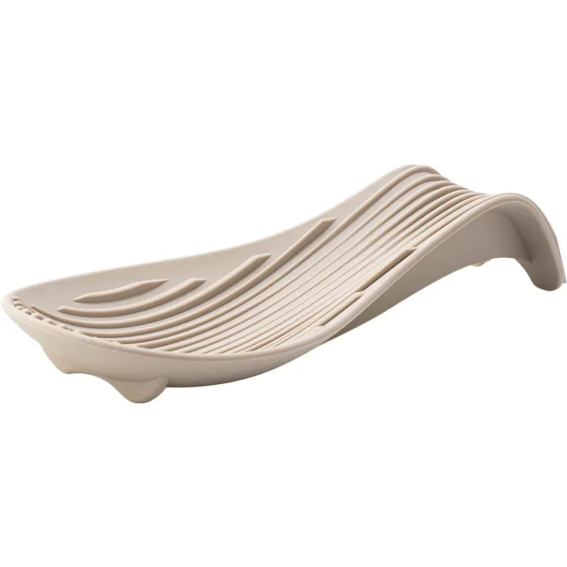 Silicone Insulated Spoon Holder Set – Heat-Resistant Spatula Tray & Cutlery Shelving Rack - 1Pc Khaki