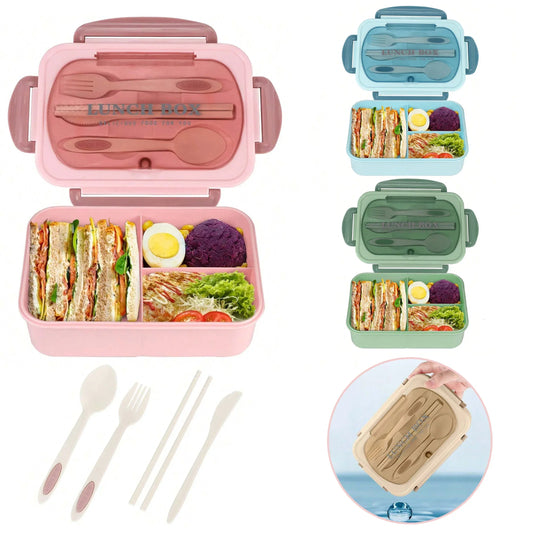 Adult Bento Box with 3 Compartments Lunch Container for Men Women Portable Lunchable Food Storage Back To School Microwave Safe - Product Photo 1