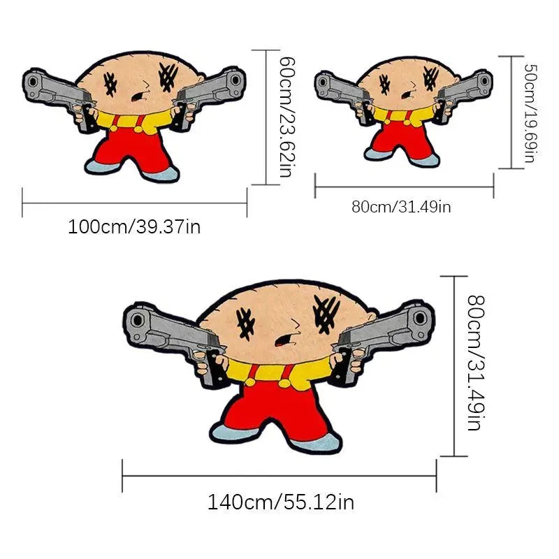 Soft Cartoon Character Area Rug – Non-Slip Washable Bedroom Bedside & Bathroom Entryway Doormat - Product Photo 3