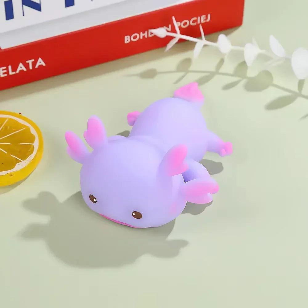 Axolotl Squeeze Ball Antistress Squishy Set – Cute Fish Slow Rising Stress Relief & Stretch Fidget Toy for Kids & Adults (1-4 Pcs) - Purple
