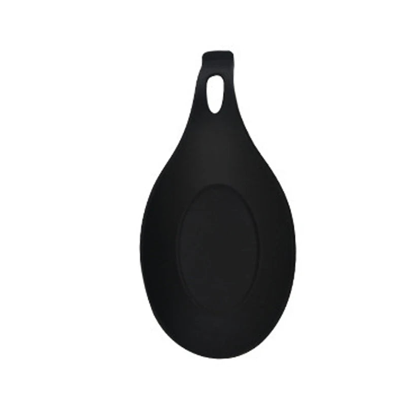 Silicone Spatula Holder Placemat – Heat-Resistant Kitchen Utensil Rest Tray & Countertop Protector - Black
