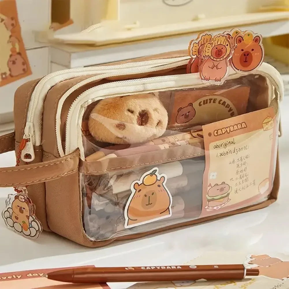 Cute Capybara 5-Layer Large Capacity Pencil Case - Product Photo 3