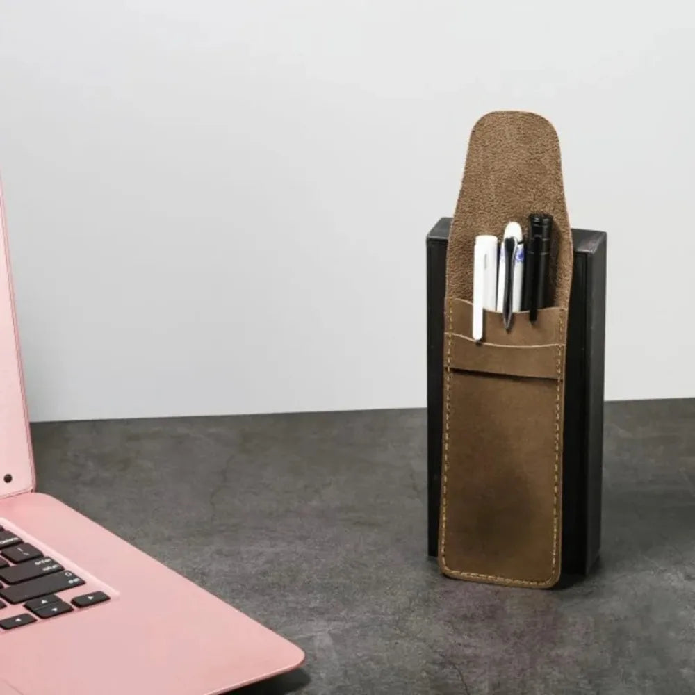 High-End PU Leather Fountain Pen Pouch – Vintage Double Pen Storage Case for Office & School - Product Photo 5