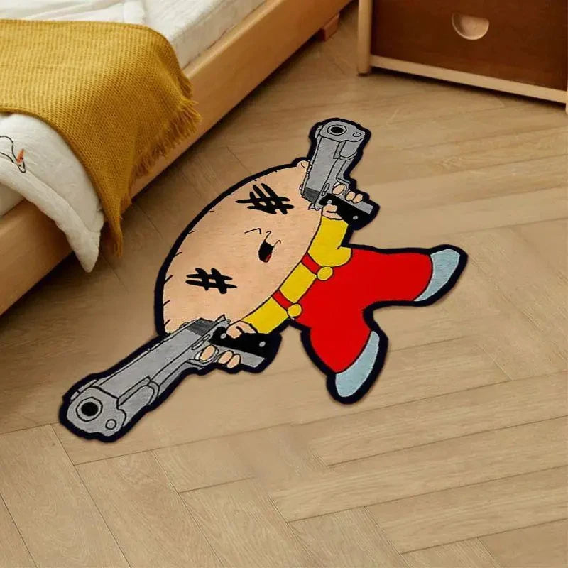 Soft Cartoon Character Area Rug – Non-Slip Washable Bedroom Bedside & Bathroom Entryway Doormat - Product Photo 2