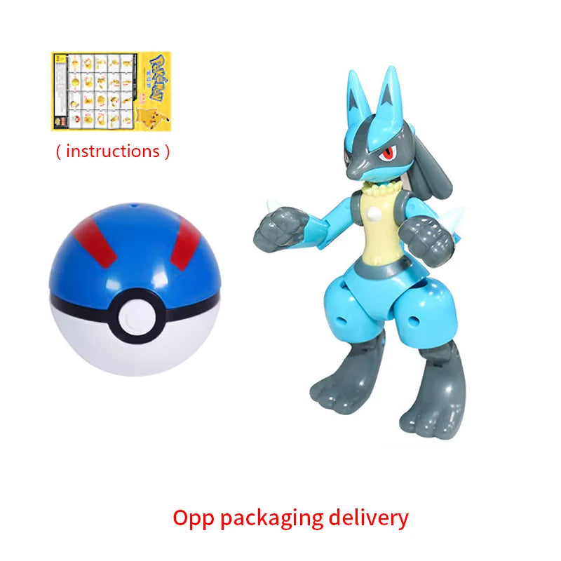 Takara Tomy Pokémon Action Figure & Pokeball Set – Pikachu, Charizard & Gyarados Statue - Lucario