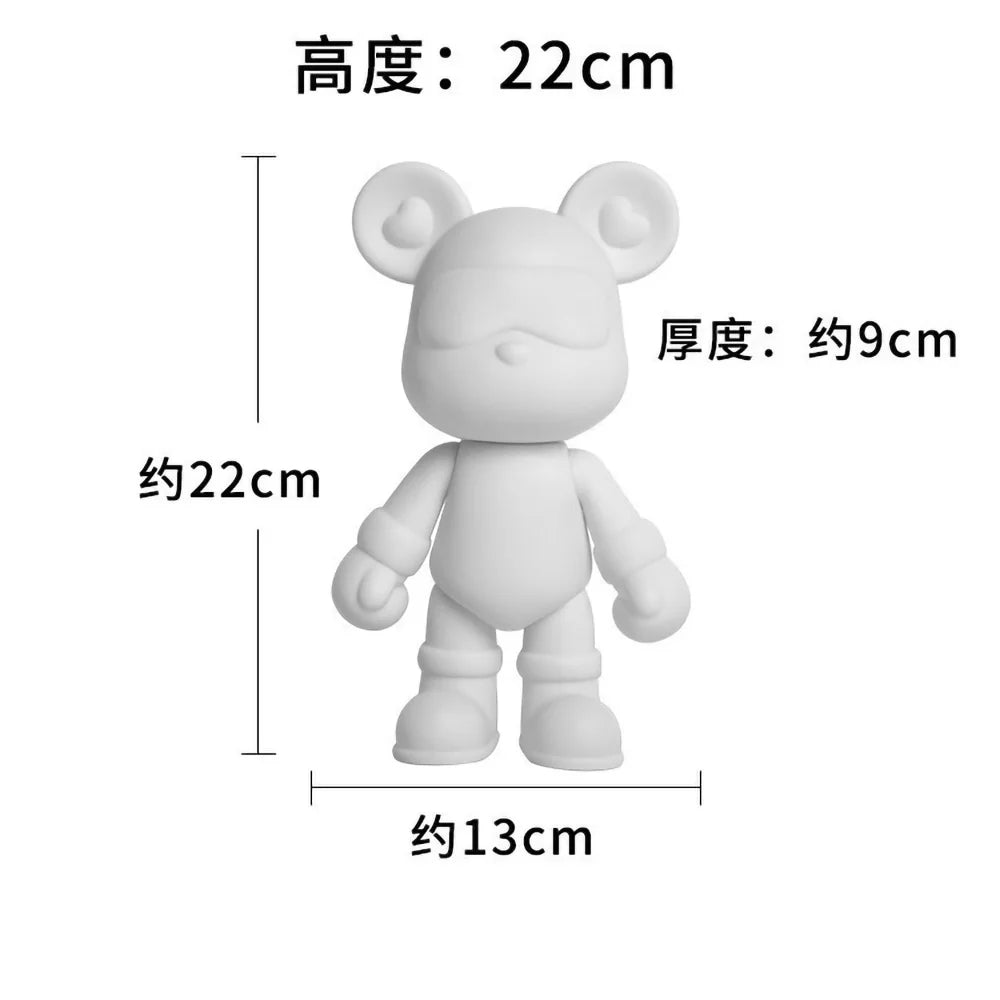 DIY Fluid Bear Keychain Set – Miniature Violent Bear Pouring Paint White Mold Doll for Keyring & Bag Accessory - COOL bear 22cm