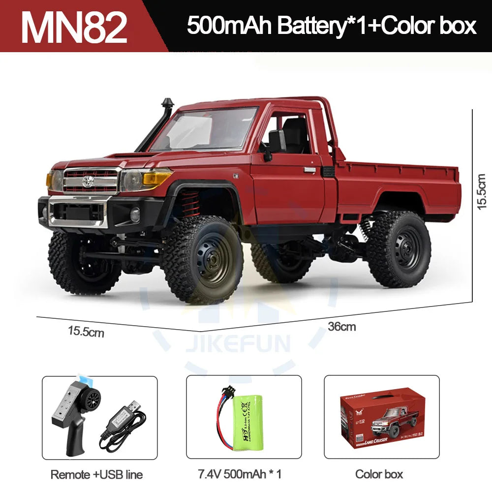 MN Model MN82 1:12 4WD Off-Road RC Crawler Truck – 280 Motor, Full Proportional Control, 50M Range RTR Truck for Boys & Adults - Color Box Red - China Mainland