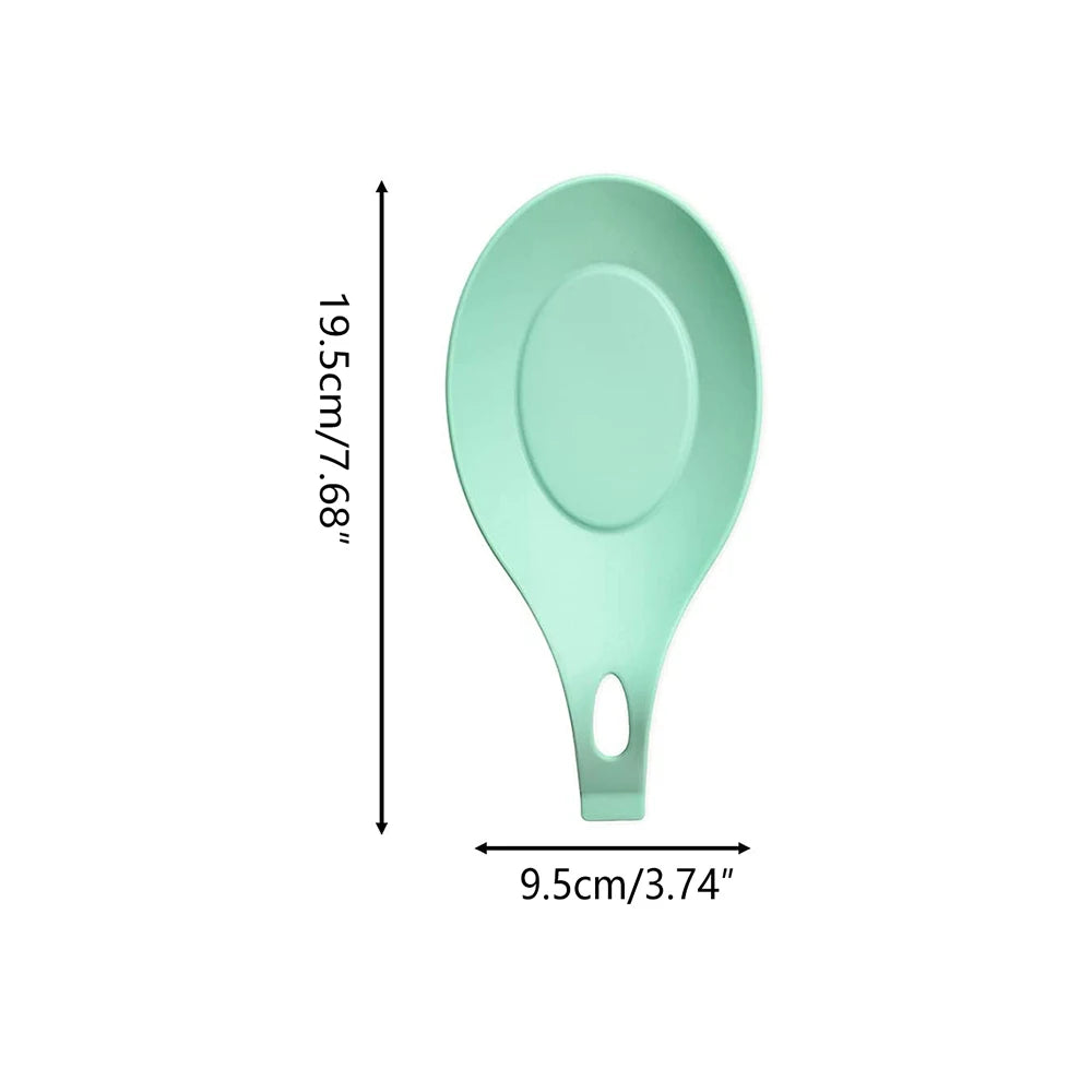 Stain-Proof Silicone Stovetop Spoon Holder – Heat Resistant Kitchen Utensil Placemat Tray with Hanging Hole - lake blue