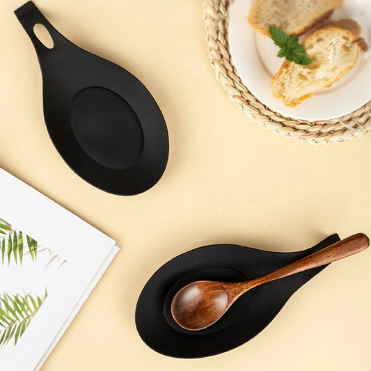 Stain-Proof Silicone Stovetop Spoon Holder – Heat Resistant Kitchen Utensil Placemat Tray with Hanging Hole - Product Photo 1