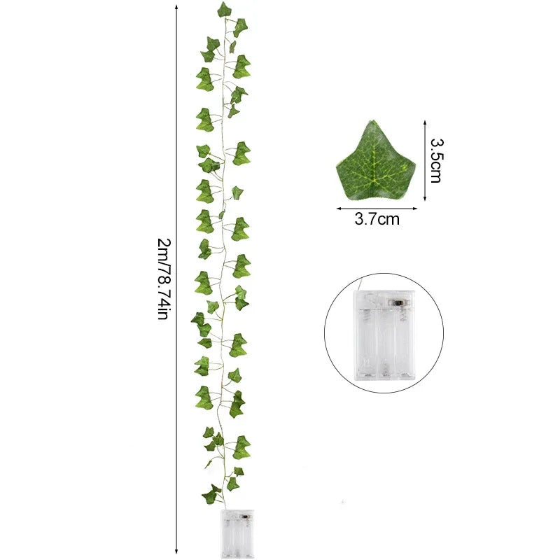 LED Artificial Green Ivy Leaf Vine Fairy String Lights – Hanging Garland Lamp for Room Decor, Garden, Bridal Shower & Parties - Product Photo 5