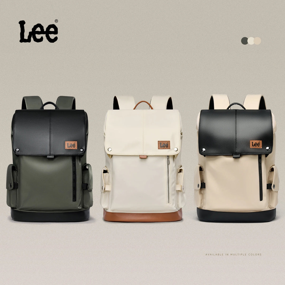 LEE Korean Style Flip Leather Backpack | 16 Inch Laptop Bag - Product Photo 1