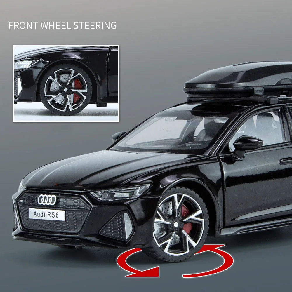 RMZ City 1:32 Audi RS6 Avant Alloy Diecast Car Model – Interactive Sound, LED Headlights & Opening Doors Toy for Kids & Collectors - Product Photo 4