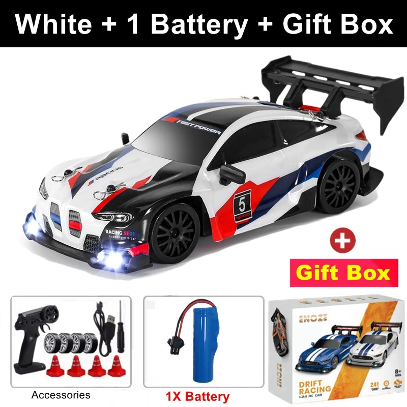 1:24 Scale 4WD RC Drift Car GTRPRO / AE86PRO Model – 2.4G High-Speed Remote Control 4x4 Drift Racing Vehicle Toy with Rechargeable Lithium Battery - BMGT White 1B Box