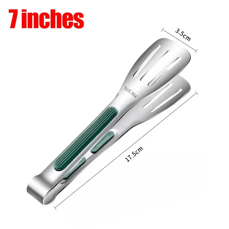 DUTRIEUX Heavy-Duty Stainless Steel Meat Tongs – Non-Slip Heat-Resistant Food Clip for Barbecue, Steak & Bakery - 7 inch