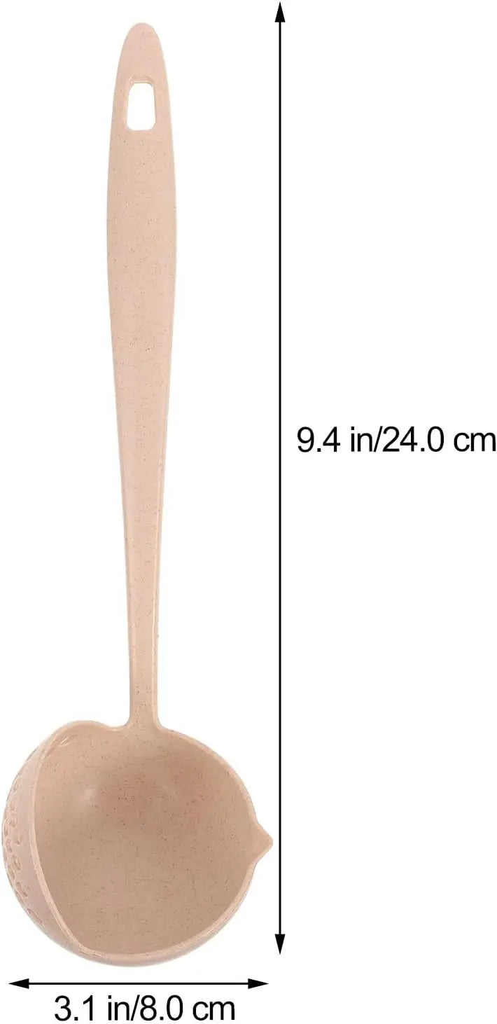 Eco-Friendly 2-in-1 Soup Spoon & Filter Strainer – Wheat Straw Long Handle Kitchen Ladle for Soup & Hotpot - Product Photo 3
