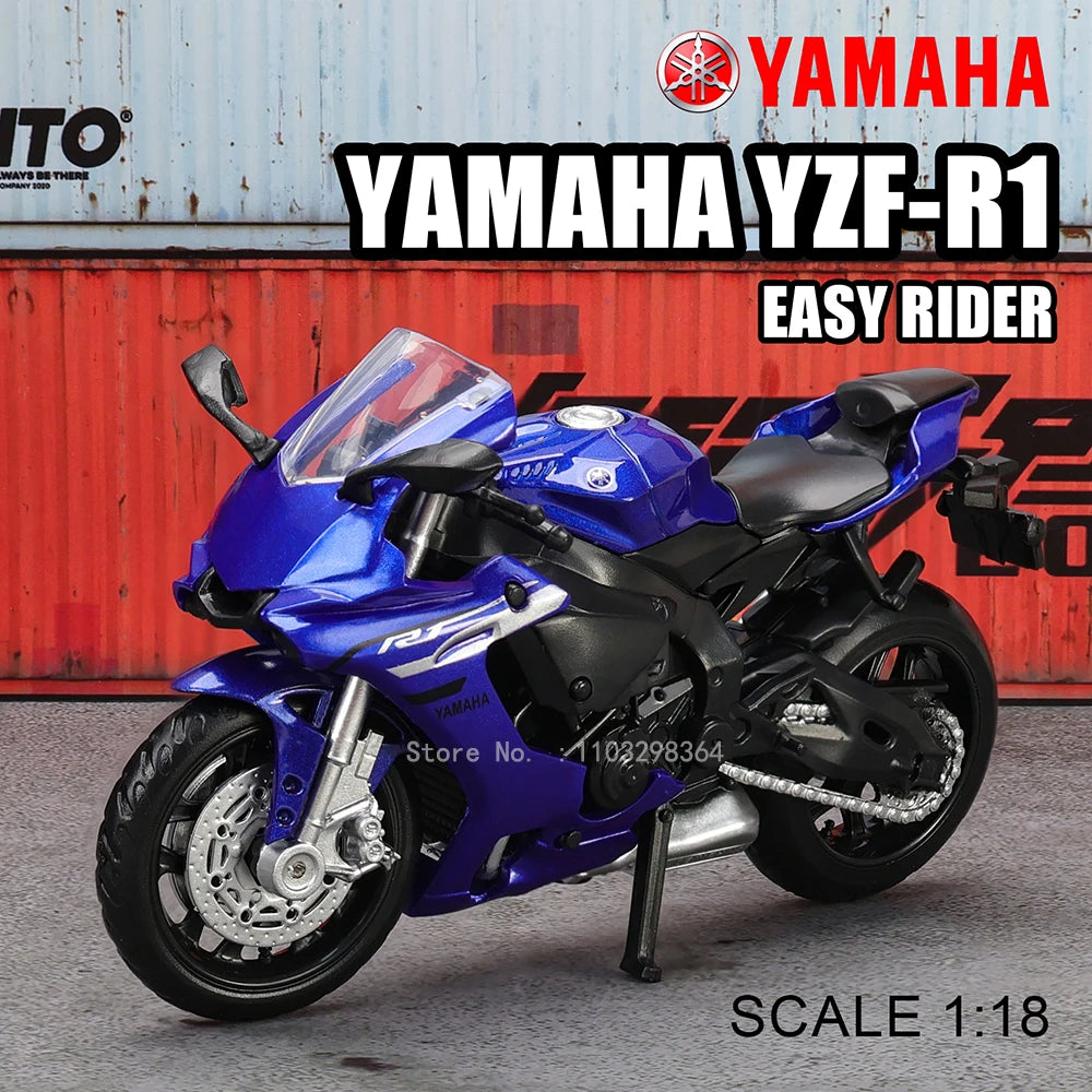 MSZ 1:18 Scale Diecast Alloy Motorcycle Model – Replica Suzuki GSX-R1000 & Yamaha YZF-R1 Static Display Superbike - 1-18 YAMAHA YZF-R1 2