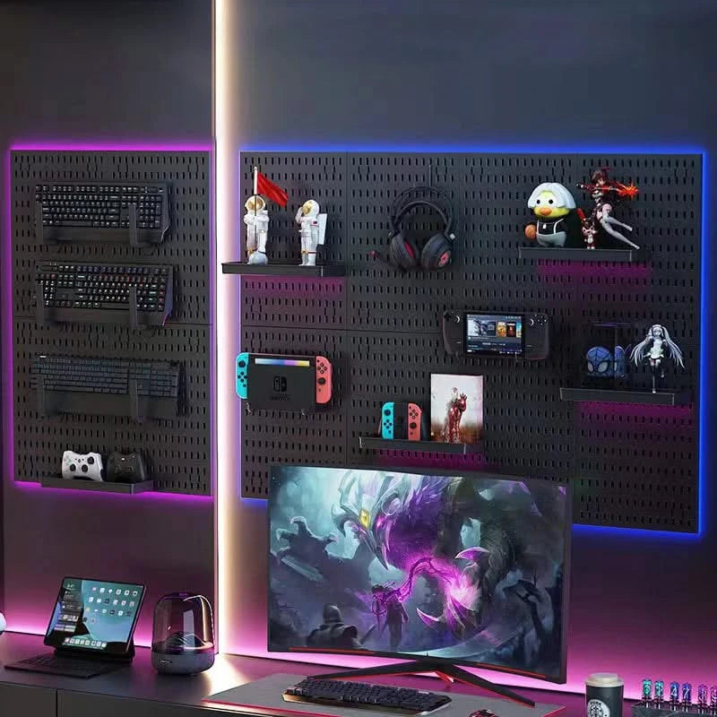 Wall-Mounted No-Punch Storage Board for Gaming Room, Study, Living Room