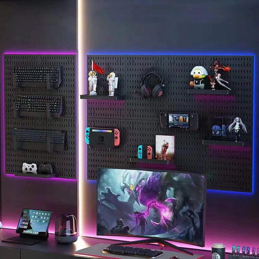Wall-Mounted No-Punch Storage Board for Gaming Room, Study, Living Room