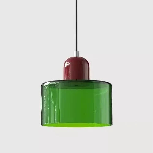 Vintage Stained Glass Chandelier Light Fixture – Modern Retro E27 Pendant Lamp in Pink, Orange, Green & White - Warm White - Green1