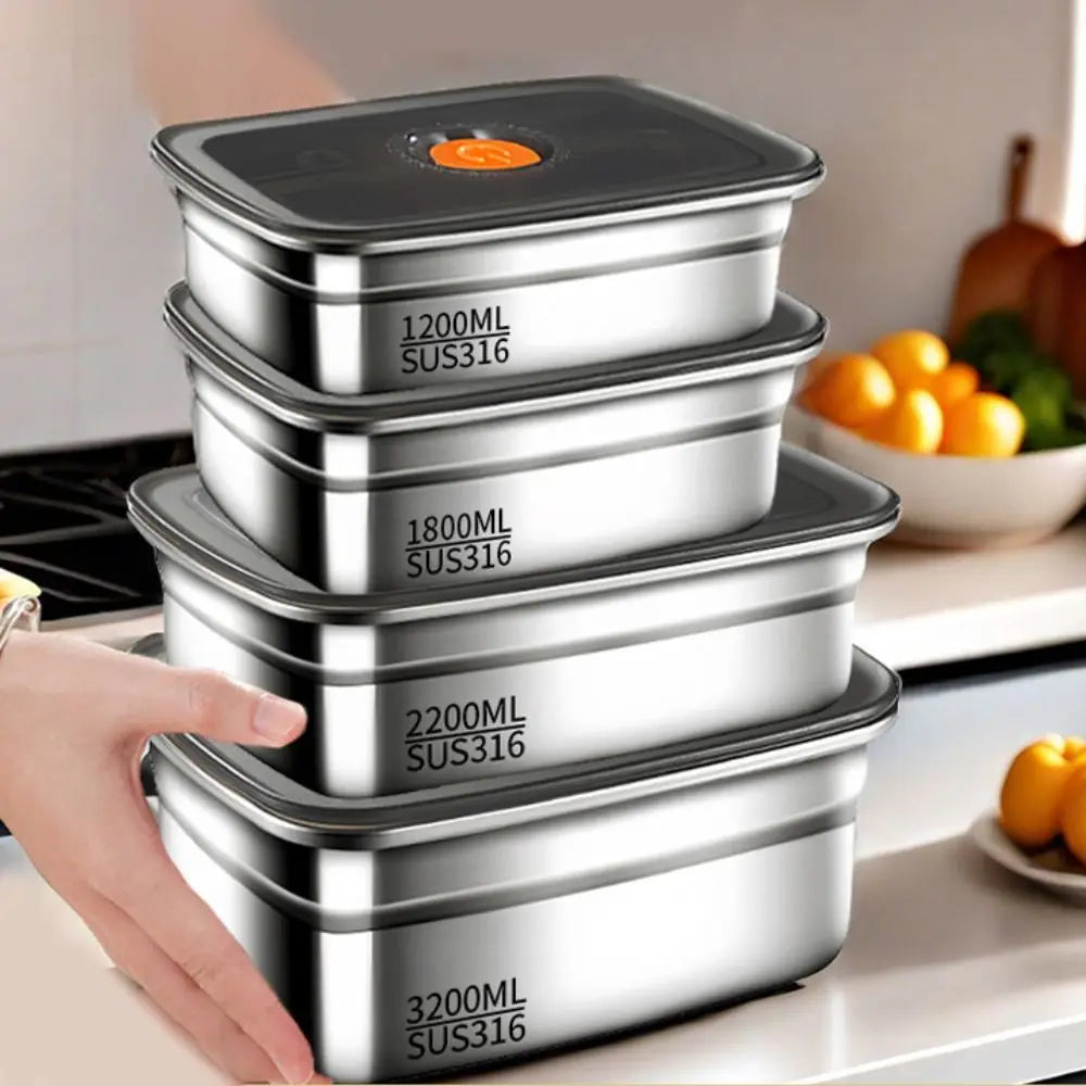Heavy-Duty Stainless Steel Lunch Box – Large Capacity Refrigerator Storage Box (600ml–3200ml) - Product Photo 2