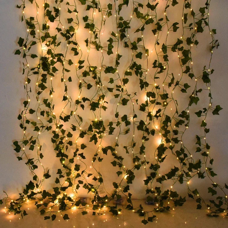 LED Artificial Green Ivy Leaf Vine Fairy String Lights – Hanging Garland Lamp for Room Decor, Garden, Bridal Shower & Parties - Product Photo 1
