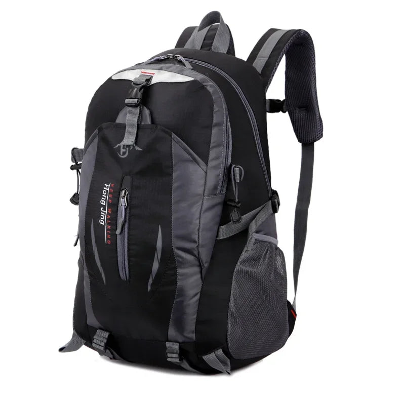 High-quality Nylon Waterproof Travel Backpack Men and Women Mountaineering Travel Bag Hiking Backpack Outdoor Sports Schoolbag - black