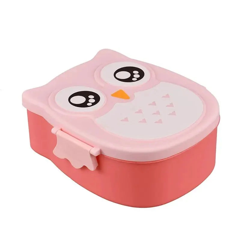 Portable Owl Kids Lunch Box with Lids – 2-Compartment Food Storage Box for School - 1pc Pink
