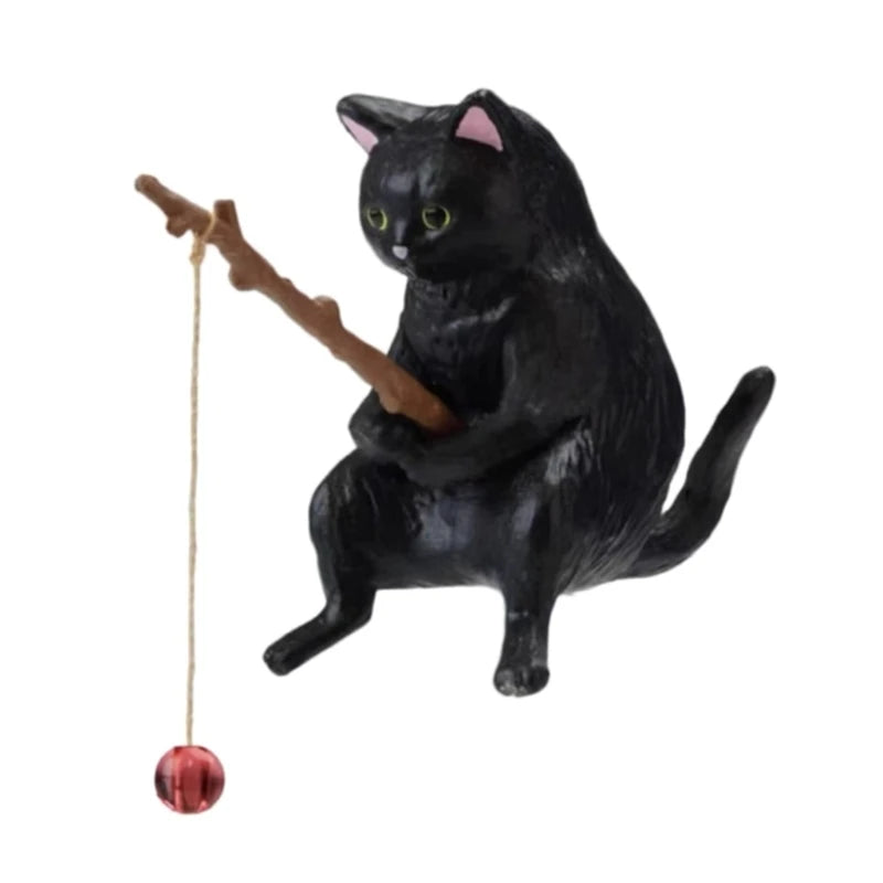 Mini Cartoon Fishing Figurine Aquarium Landscape Decor – Resin Hanging Fish Tank & Desktop Ornament - A