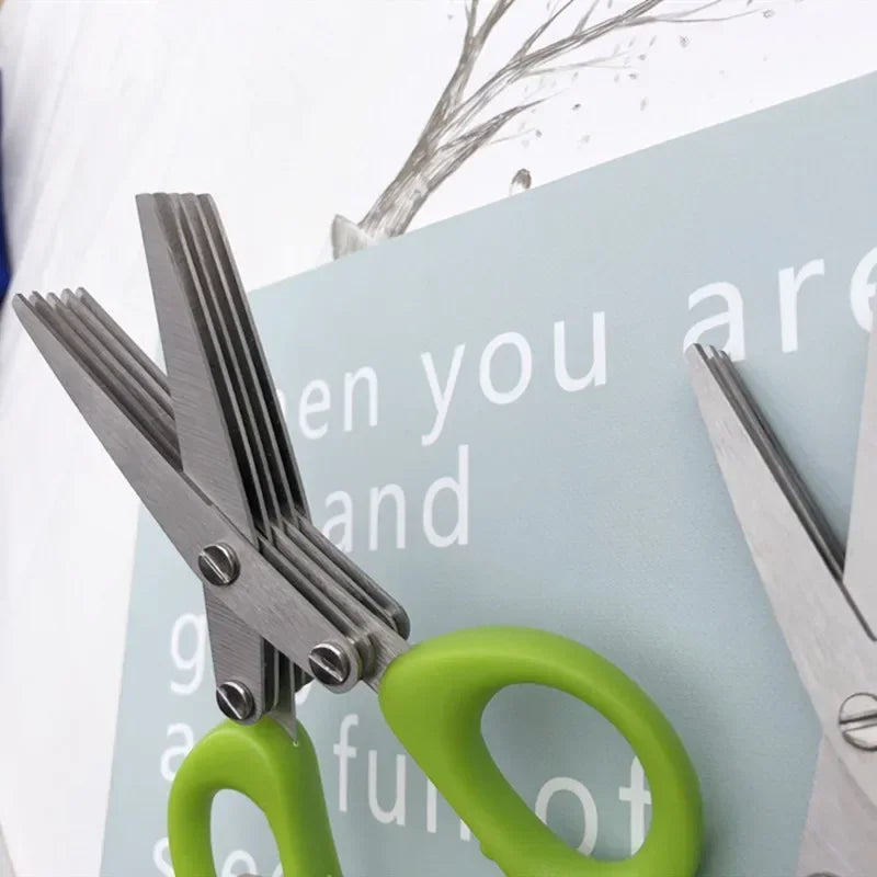 3/5 Layer Stainless Steel Kitchen Scissors – Fast Herb Chopper & Scallion Cutter for Cooking - Product Photo 5