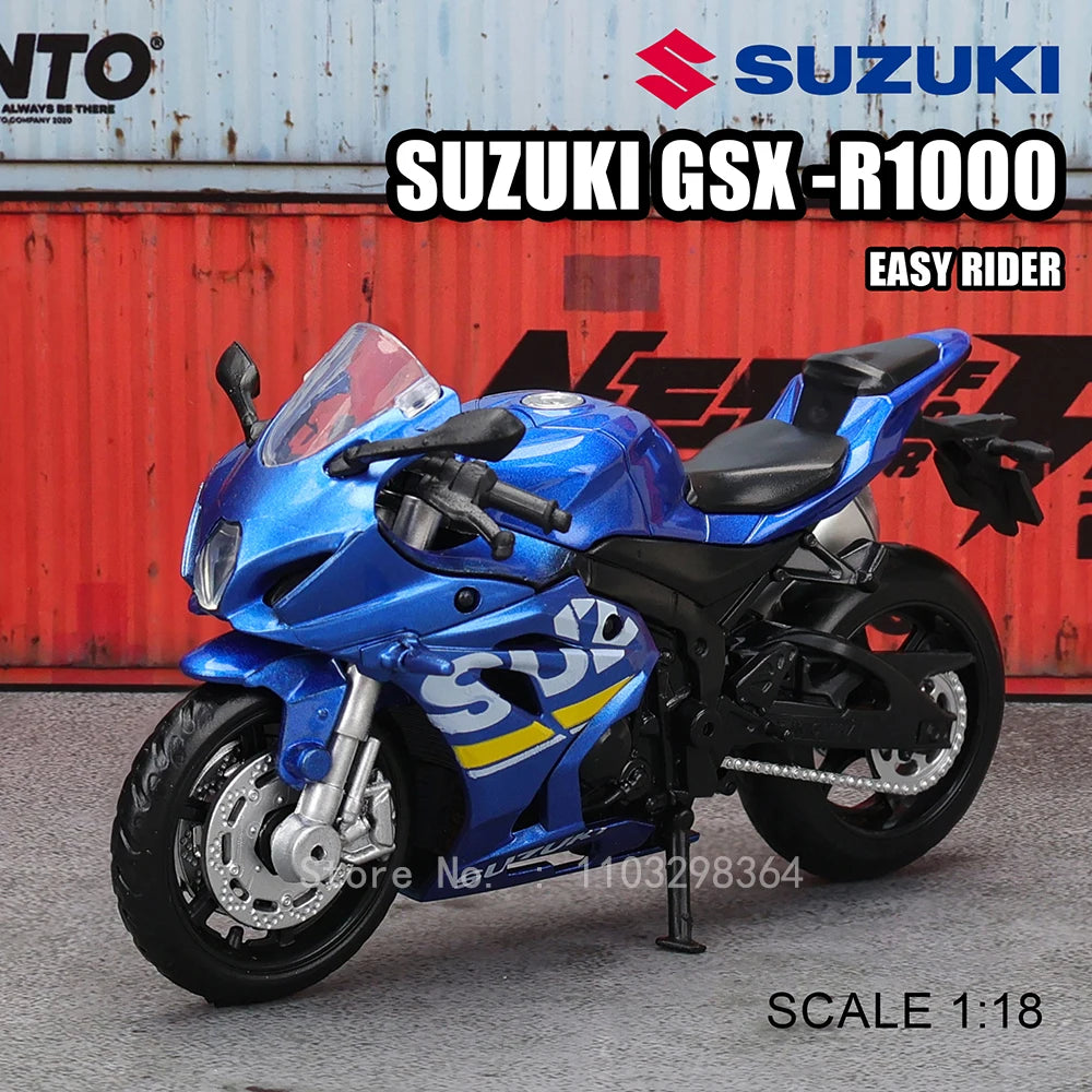 MSZ 1:18 Scale Diecast Alloy Motorcycle Model – Replica Suzuki GSX-R1000 & Yamaha YZF-R1 Static Display Superbike - 1-18 GSX-R1000 1