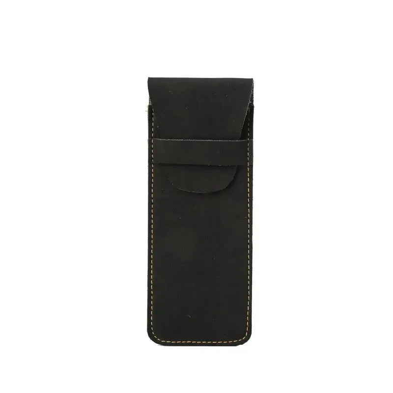 High-End PU Leather Fountain Pen Pouch – Vintage Double Pen Storage Case for Office & School - black