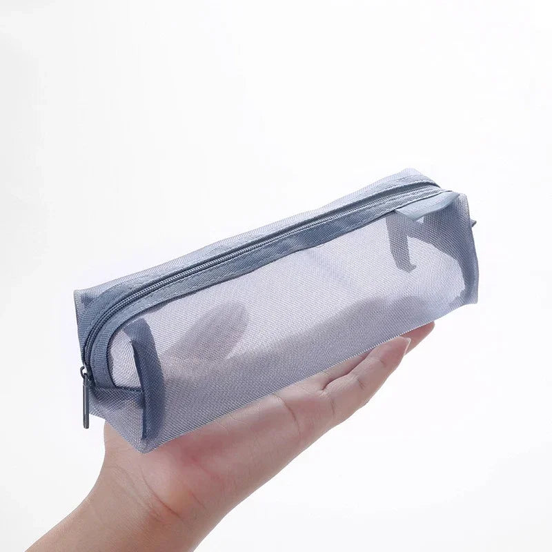 Clear Mesh Pen Bag – Simple Aesthetic Student Pencil Pouch & Exam Organizer - Product Photo 3